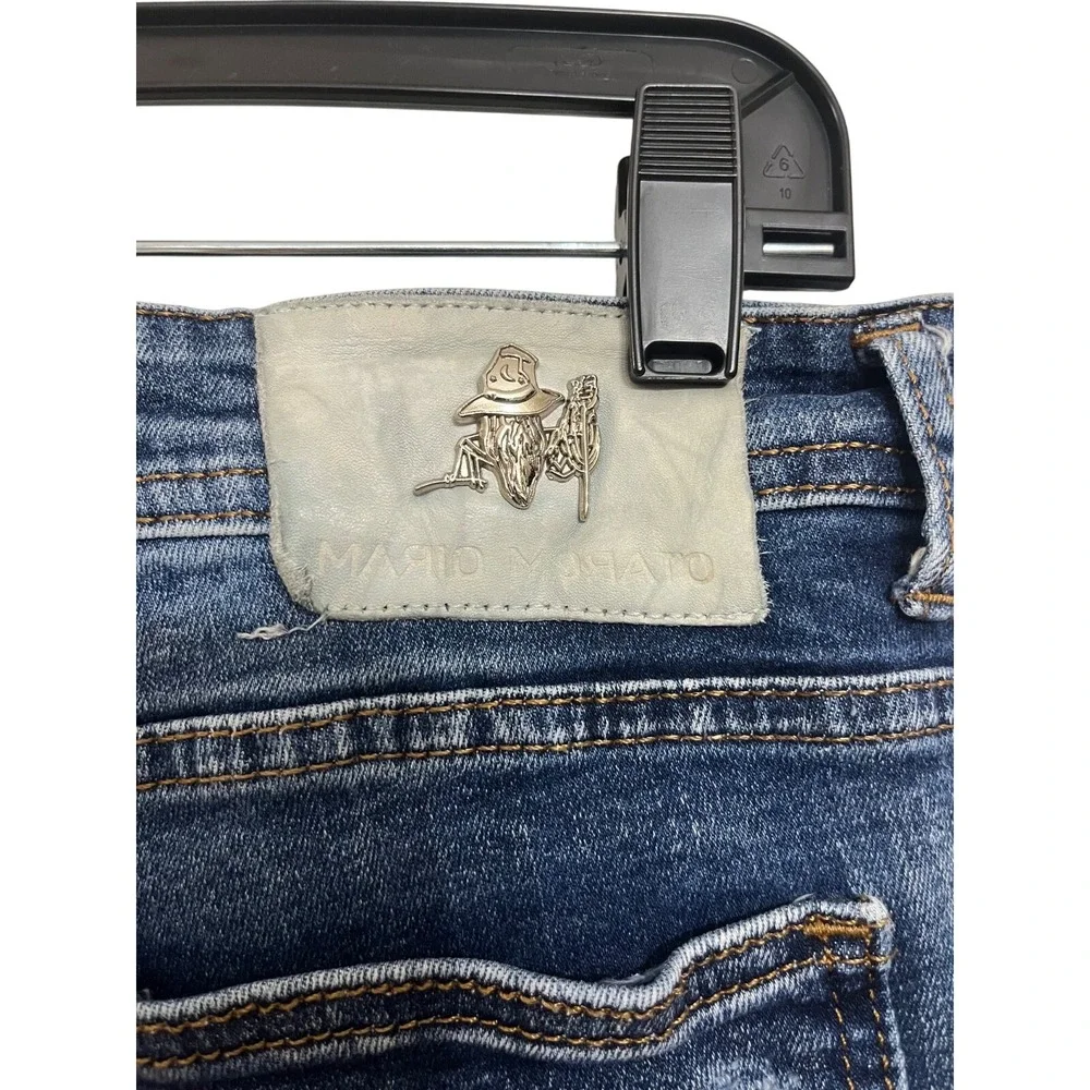 Mario Morato Slim Fit Streetwear Men's W33x30 Blue‎ Ankle Zip Distressed Jeans